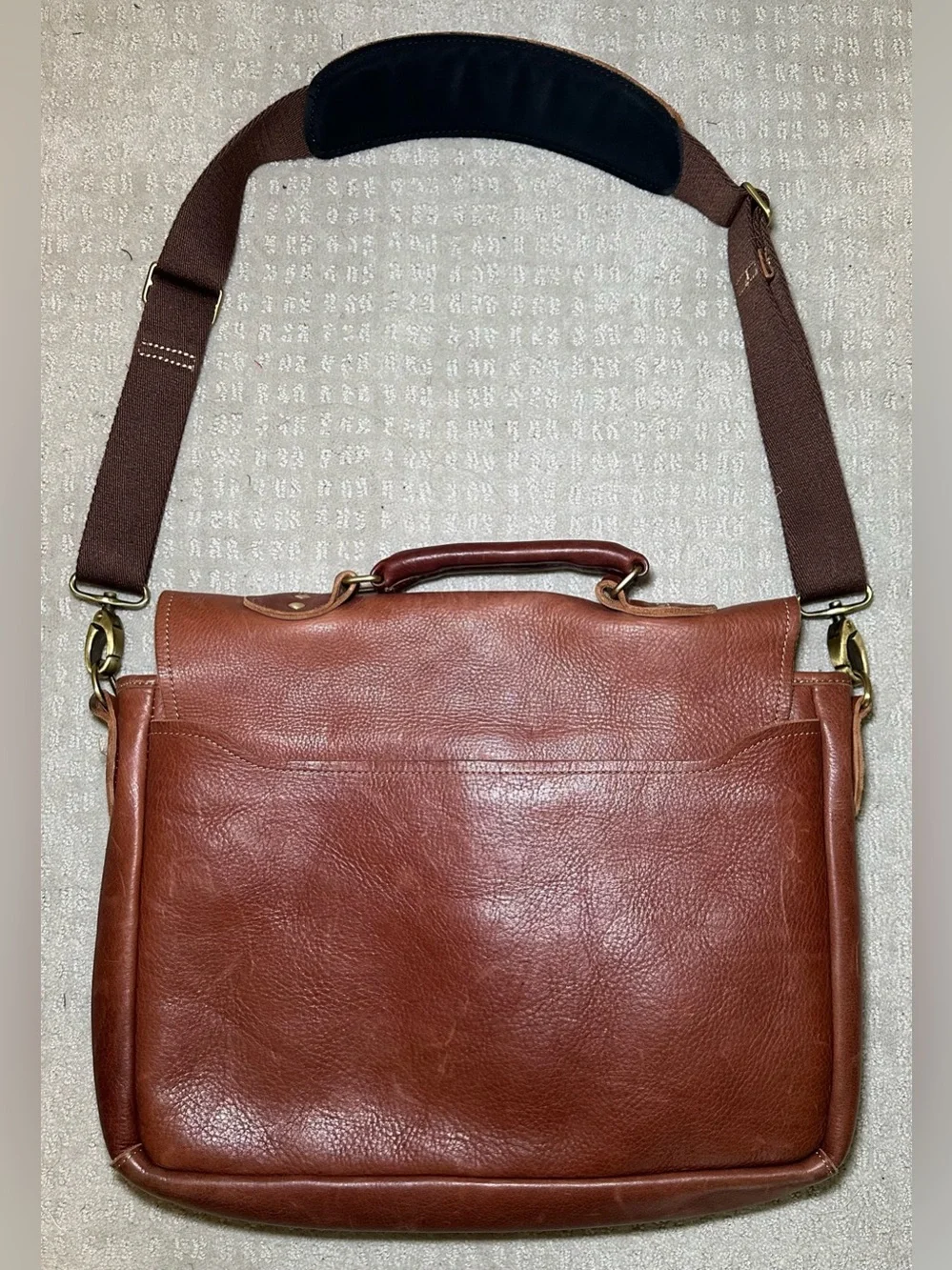 Duluth‎ Trading Co Full Grain Leather Briefcase Laptop Brown Saddle Messenger